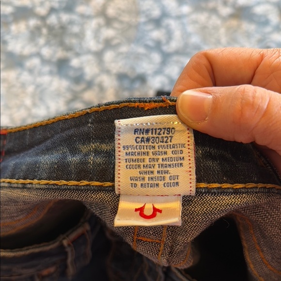 True Religion Women's Dark Distressed Blue Jeans - Picture 9 of 11